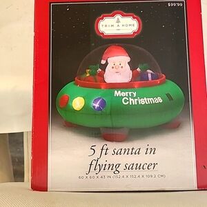 New blow up 5ft Santa in flying saucer